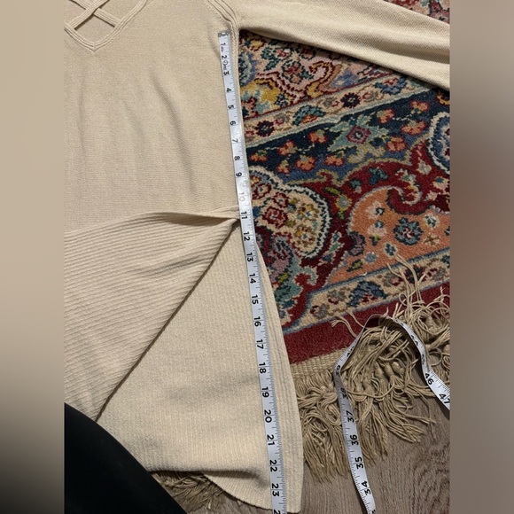 Free People Andi Woven Criss Cross Long Sleeve Tunic Small Tan Linen Blend - Picture 7 of 10